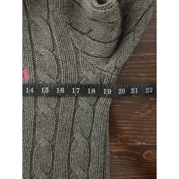 VTG Ralph Lauren Cotton Cable Knit Turtleneck Sweater M Grey Classic Preppy - Picture 10 of 13